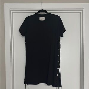 Sacai Black Midi Dress with Eyelet Detail